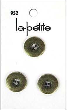 LaPetite Buttons 5/8" 2 Hole Brass 3pc