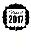 CakeSupplyShop Class of 2017 Graduation Party Supplies Collection (12pk Novelty Cupcake Picks - Black)