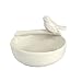 Creative Co-op Round, White Ceramic Bowl w/Bird, 4.25 x 4.25 x 2.75