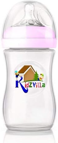 KIDZVILLA Wide Neck Natural Glass Feeding Bottle -240 ml (Single Pack)