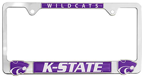 Premium All Metal NCAA Mascot License Plate Frame w/Dual 3D Logos (Kansas State)