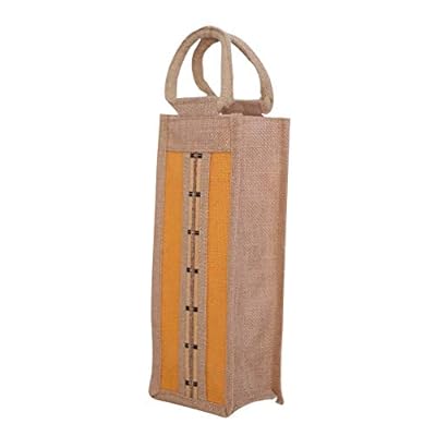 Dastakari Jute Bottle Bag | Yellow | Premium Jute Fabric | Carries 2L bottle