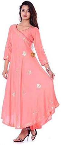 EXPORTHOUSE Women's Rayon Angrakha Kurta
