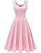 Women Tea Dress for Vintage Cocktail Party, Modest Aline Church Dresses, Fit Flare Bridesmaid Dress, Rockabilly Swing Prom Dress, Retro Knee Length Dresses for Wedding Guest Pink S