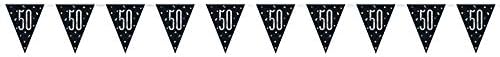 Stunning 50th Celebration Glitz Black & Silver Prismatic Flag Banner (274cm) - Perfect for Party Decor Birthday & More - 1 Pc - Image 3