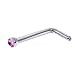 Body Candy Stainless Steel 1.57mm Pink Accent Micro L Shape Nose Stud Ring 20 Gauge