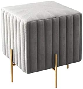 Calyvina Stripe Tufted Ottoman Bench Stool Rectangular Velvet Vanity Makeup Stool Footrest Footstool Bedroom Home Dector,Gray