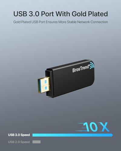 BrosTrend WiFi Adapter Linux 1200Mbps, WiFi USB Linux for Ubuntu, Kali, Mint, Debian, Kubuntu, Mate, Zorin, PureOS, Raspberry Pi, Windows etc. Dual Band 5GHz 867Mbps + 2.4GHz 300Mbps, USB3.0