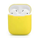 ZALU Compatible for AirPods Case, 0.8mm Ultra-Thin Version, Premium Protective Silicone Cover Skin for AirPods Charging Case 2 & 1 [Front LED Visible] [Wireless Rechargeable] (Yellow)