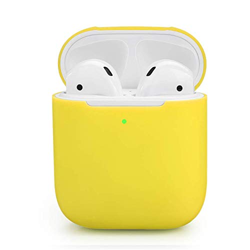 ZALU Compatible for AirPods Case, 0.8mm Ultra-Thin Version, Premium Protective Silicone Cover Skin for AirPods Charging Case 2 & 1 [Front LED Visible] [Wireless Rechargeable] (Yellow)