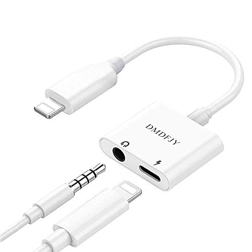 DMDFJY Adapter Headphone Jack AUX Audio 3.5mm Dongle Earphone Convertor Connector 2 in 1 Accessories Cable Headset Adaptor Music Replacement for Phone7/7Plus/8/8Plus/X iOS10.3/11 or Later