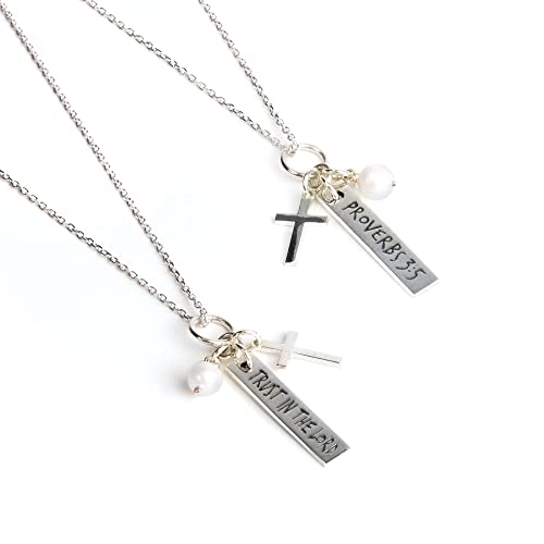 Trust in the Lord Cross Necklace, Proverbs 3:5 Sterling Silver