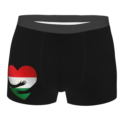 Tajikistan Tajik Flag Heart Men'S Boxer Briefs Underwear Breathable Boxer Briefs For Man Quick Dry Stretch Athletic Swimsuit Trunks Large