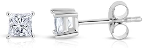 14k White Gold Princess-cut Diamond Solitaire Stud Earrings (1/4 cttw, I-J, I3)