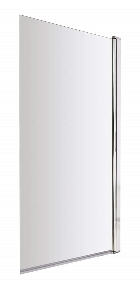 VeeBath Jade 6mm Square Edge Toughened Safety Glass Bath Screen Panel Shower Door Chrome - 1400x800mm