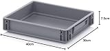 Auer Euro Stacking Container 40x30x7.5cm Grey Heavy Duty Plastic Storage Box view 2