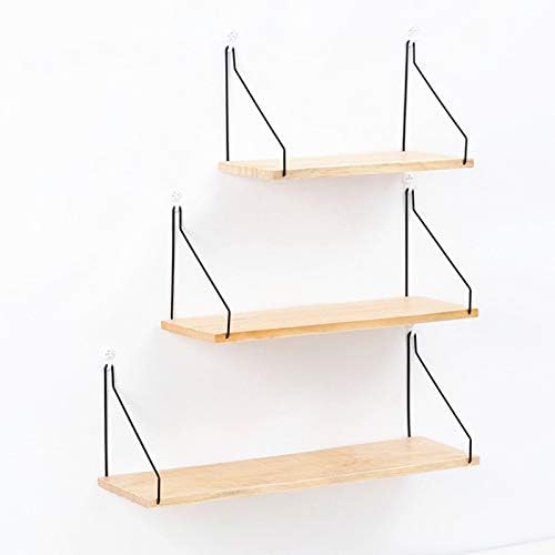 Collalily Nordic Simple Wall Shelf Iron Wooden Decorative Holder Rack MULTI 40CM X 14.5CM X 16.5CM