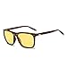 HD Night Vision Polarized Sunglasses Square Yellow Lens Aluminum Magnesium Temple Spring Hinges Driving Sun Glasses Men Women Classic Retro Glasses (Yellow Lens/Leopard Frame)