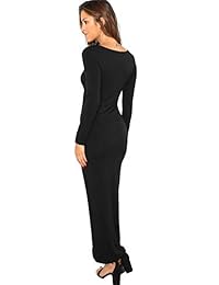 Verdusa - Vestido largo de manga larga con cuello cuadrado para mujer