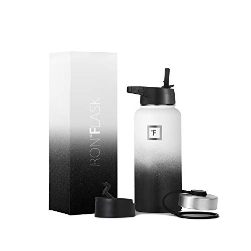 image for Iron Flask Sports Water Bottle - 32 Oz, 3 Lids (Straw Lid), Vacuum Ins