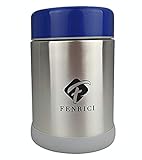 Thermos for Kids By Fenrici [10 oz] | No Plastic Contact With Hot Food | Hot or Cold Food Lunch Container For Kids | BPA-Free, Double-Wall, Durable Stainless Steel Vacuum Insulated Food Jar | Blue Lid