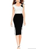 Viwenni Women's Sleeveless V-neck Slim Bow Bodycon Party Summer Dress