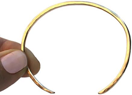 14k Gold Filled Thin Hammered Cuff, Open Bangle