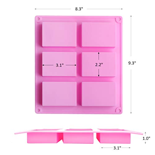 Silicone Soap Molds 2 Pack, 6 Cavities DIY Handmade Soap Moulds - Rectangle Cake Pan for Baking, Biscuit Chocolate Mold, Silicone Soap Bar Mold for Homemade Craft, Ice Cube Tray