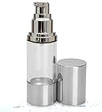 Sterile Airless Pump Bottle 1 oz Refillable Cosmetic Container  Best as Makeup Foundations and Serums Dispenser - Lightweight Leak Proof & Shockproof Travel Container. BPA Free