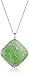 Amazon Collection Rhodium-Plated Sterling Silver Green Jade Scroll Pendant Necklace, 18