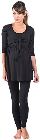The Essential One Women's 3/4 Sleeve Tie Front Nursing Top Medium (8-10) Black