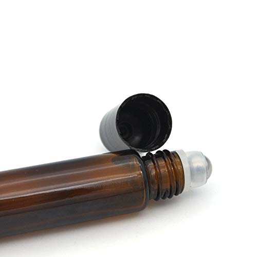 24 Pack,5ml Roller Bottles for Essential Oils with Stainless Steel Roller Balls+ 2 Droppers+ 1 Opener+ 1 Hopper+ 24 Stickers