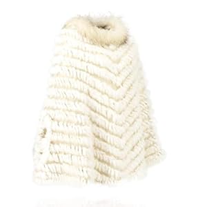 Natuurlijke trui gebreide konijnenbont poncho met wasbeerbont