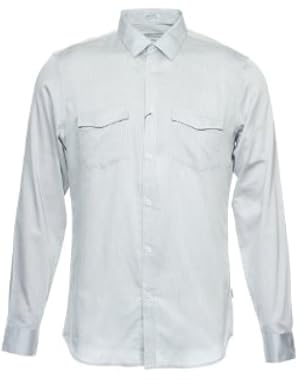 Calvin Klein Men's Light Gray Micro Vertical Striped Button Down Shirt