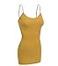 Emmalise Women's Basic Casual Long Camisole Cami Top Regular and Plus Sizes, Mustard, Large