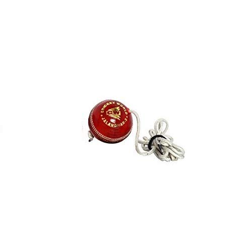 C&W Leather Red Hanging Cricket Ball with Rope for Knocking/Practice/Training/Exercise in Pack of 1 (for Knocking and Practice) by