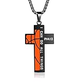 Susook Basketball Cross Necklace for Boys Bible