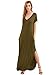 Verdusa Women's V Neck Side Pockets Split Hem Beach Long Maxi Dress Olive Green XL