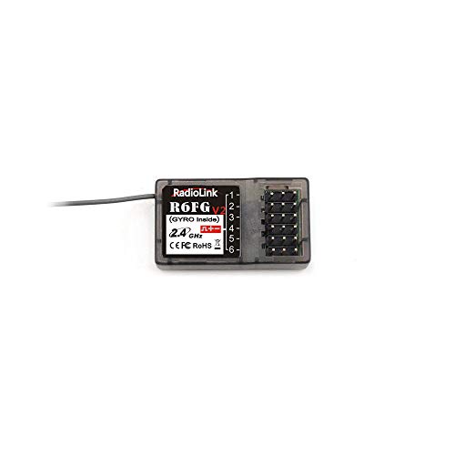 Radiolink R6FG 6 Channels 2.4GHz RC Receiver with Gyro, Surface Long Range Control RX for Vehicle Drifting/Crawler/Truck/Boat Works with Radio Controller RC4GS V3/RC6GS V3/RC8X/T8FB/T8S/T12D/T16D