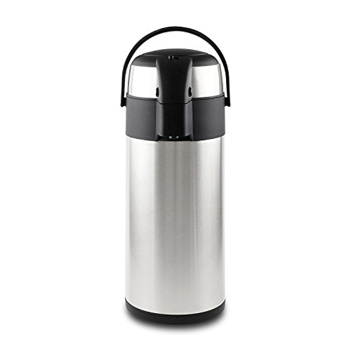 Pioneer 3,0 l Edelstahl-Push-Pump-Airpot, auslaufsichere Flasche für heiße und kalte Getränke, einfacher Pump-Getränkespender für Veranstaltungen