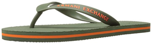 A|X Armani Exchange Men's Armani Exchange Solid Flip Flop, Thyme/Flame, 8 M US