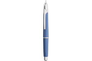 EROFA Majohn A2 Press Fountain Pen Extra Fine Nib with Box, Retractable Blue Resin Ink Pen with Converter Writing Pen Set (Silver Clip Version）