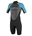 O'Neill Youth Reactor 2mm Back Zip Spring Wetsuit, Black/Graphite/Turquoise, 12