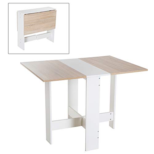 HOMCOM Particle Board Wooden Folding Dining Table Writing Computer Desk PC Workstation Space Saving Home Office Oak & White