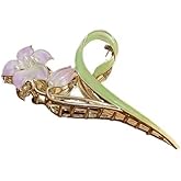 Purple Fashion Lily Metal Hair Claw Clips,Large Hair Claw Nonslip Hair Barrettes Non-Slip No Broken Strong Hold Hair Clamps Fashion Hair Accessories for Woman and Girls With Long Thick Thin Curly Hair
