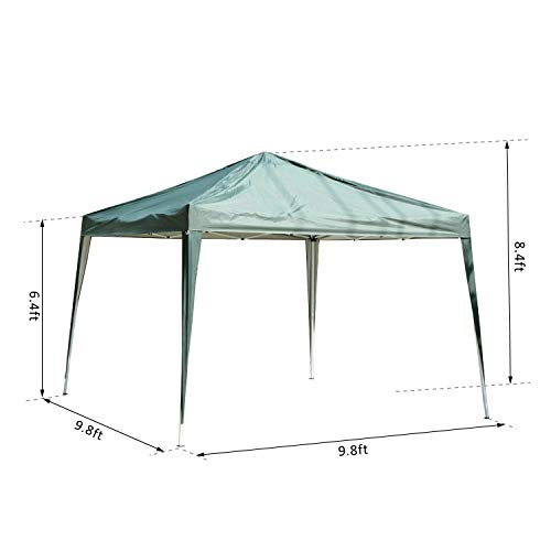 FDInspiration Green 9.8x9.8 FT Pop Up Gazebo Canopy Party Tent Foldable Design Shelter Outdoor Sun Shade w/Storage Bag with Ebook