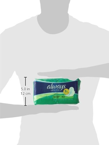 Always Ultra Thin Long/Super With Wings, Unscented Pads 32 Count