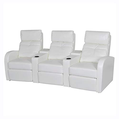 Arm Chair, Recliner & Sleeper Chair, Artificial Leather Home Cinema Recliner Reclining Sofa 3-seat White