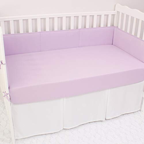 CaSaJa Napping Microfiber Crib Bumper Pads Protector, Soft and Breathable for Baby Boys and Girls, Fits Standard Size Crib and Toddler Beds 28in x 52in, Machine Washable, Lilac Color