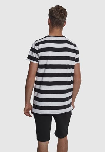 Herren Block Stripe Tee T-Shirt, Blk/Wht, Medium (Herstellergröße: M)